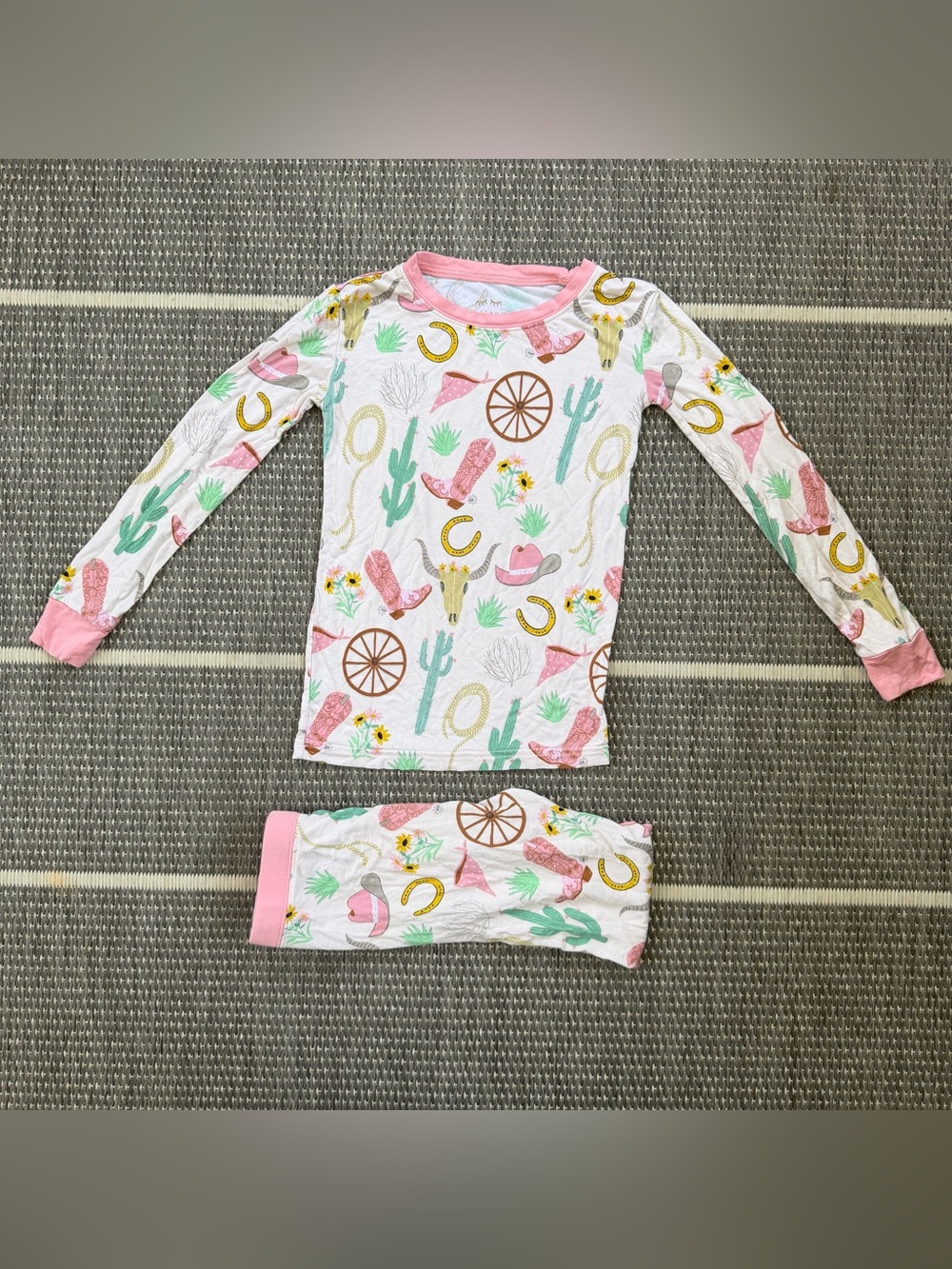Little Sleepies Pink Ready to Rodeo Bamboo Viscose Two Piece Pajama Set, 4T